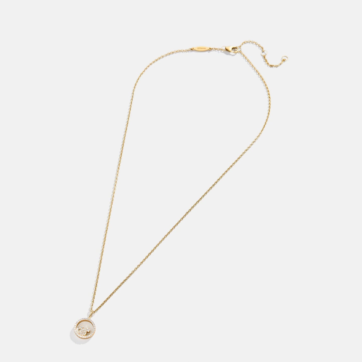 Disney Mickey Mouse 18K Gold Plated Sterling Silver Outline Pendant Necklace - Gold/Pavé