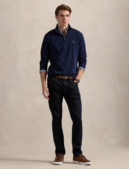 Polo Ralph Lauren - Premium Estate-Rib Knit Quarter Zip Jumper - Navy