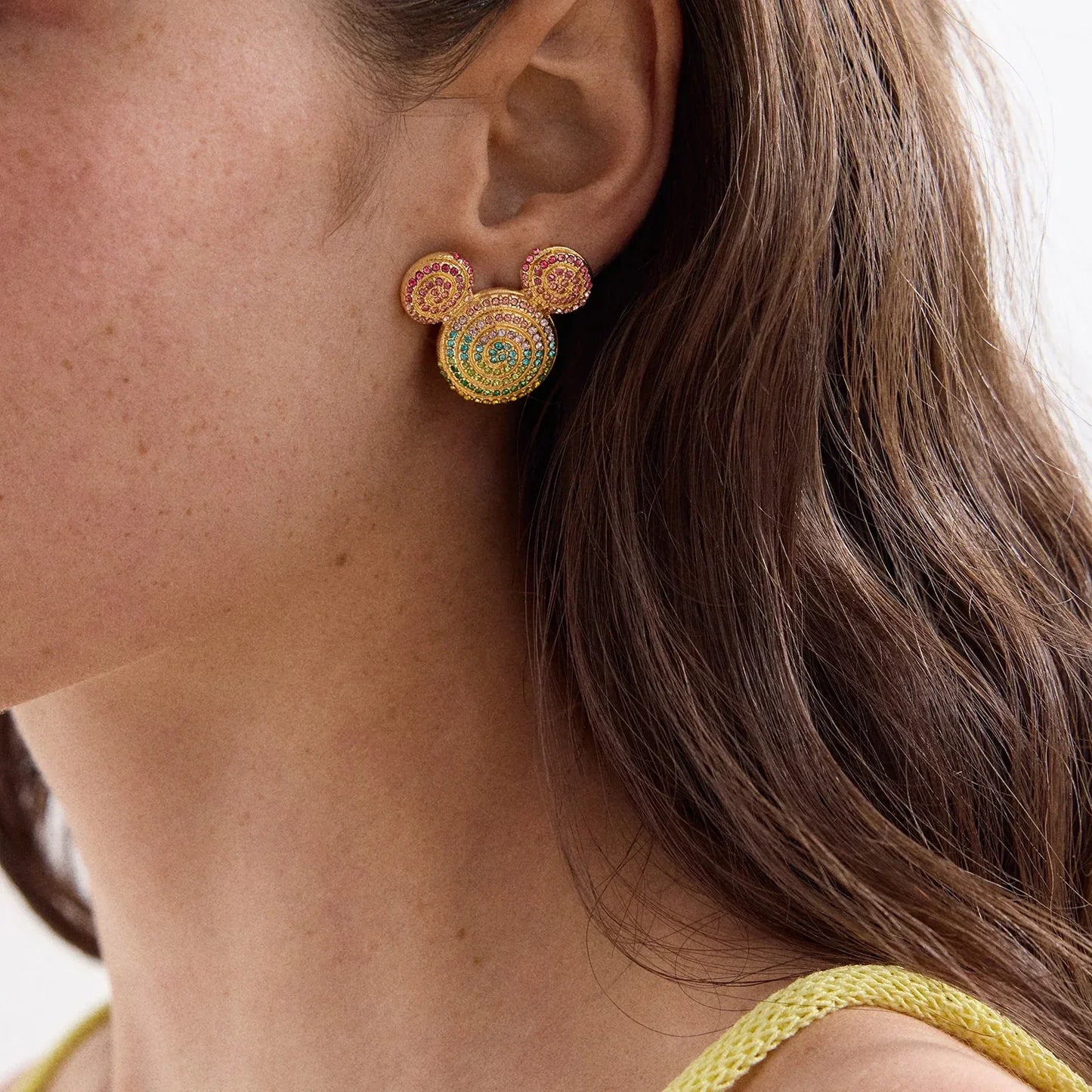 Disney Mickey Mouse Spiral Earrings - Gold/Multi