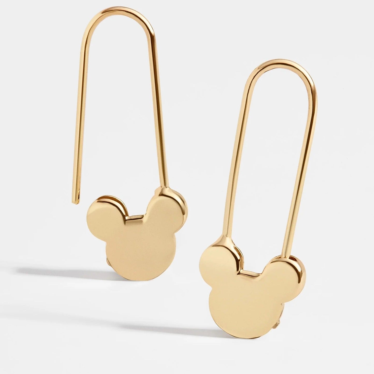 Mickey Mouse Disney 18K Gold Sterling Silver Safety Pin Earrings - Gold