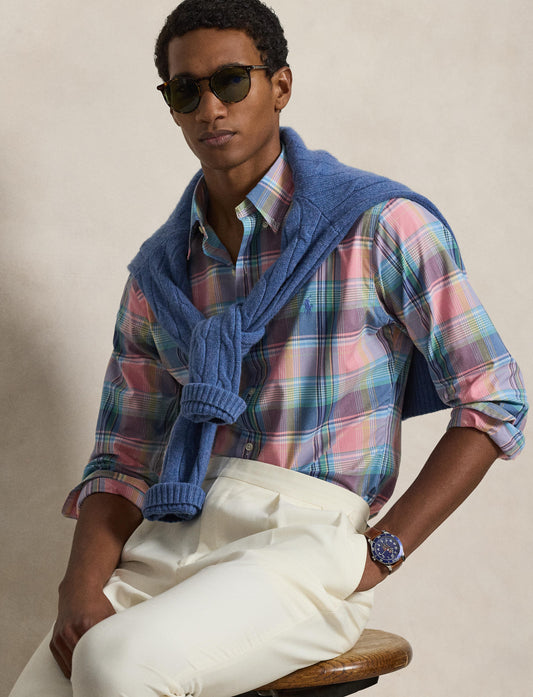 Polo Ralph Lauren - Poplin Shirt - Custom Fit - Check - Pink Blue Multi