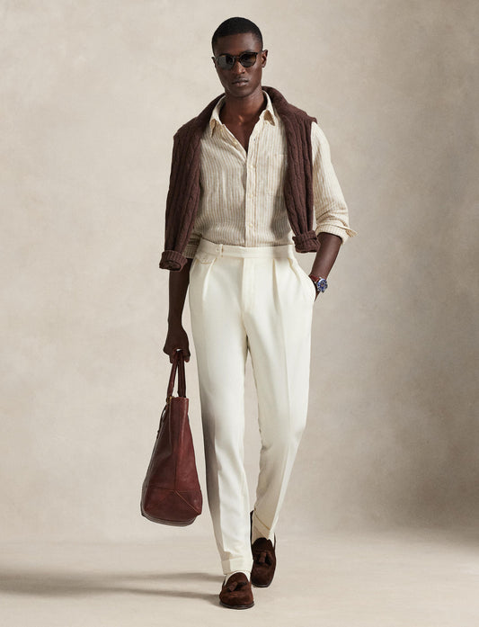 Polo Ralph Lauren - Linen Shirt - Custom Fit - Stripe - Beige/White