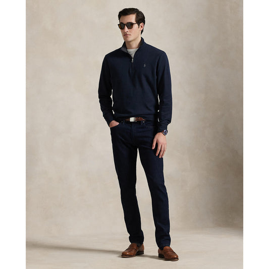 Polo Ralph Lauren - Luxury Jersey Quarter Zip Sweatshirt - Aviator Navy