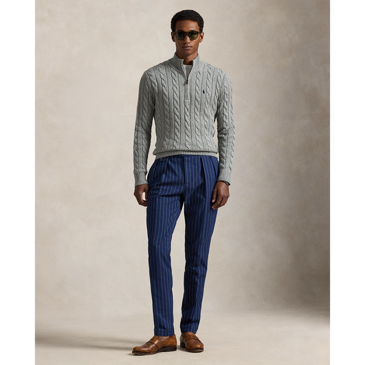 Polo Ralph Lauren - Cable Knit Quarter Zip Sweater - Fawn Grey Heather