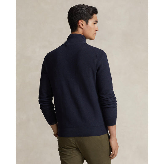 Polo Ralph Lauren - Mesh-Knit Cotton Quarter-Zip Sweater - Navy Heather