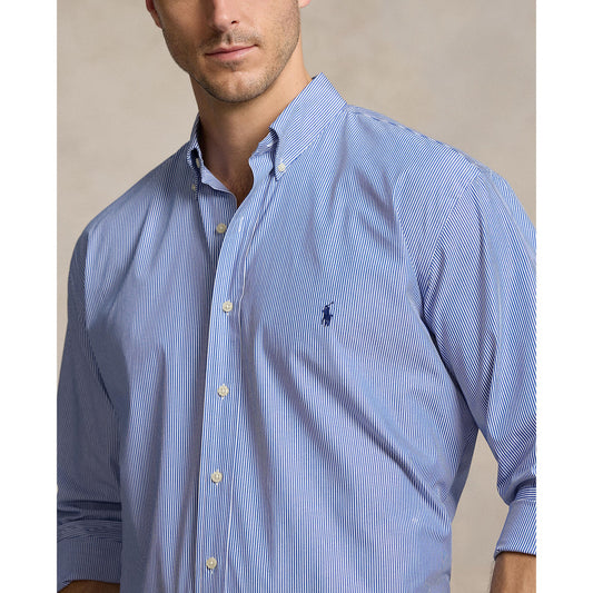 Polo Ralph Lauren - Poplin Stretch Shirt - Stripe - Big & Tall Sizes - Blue & White