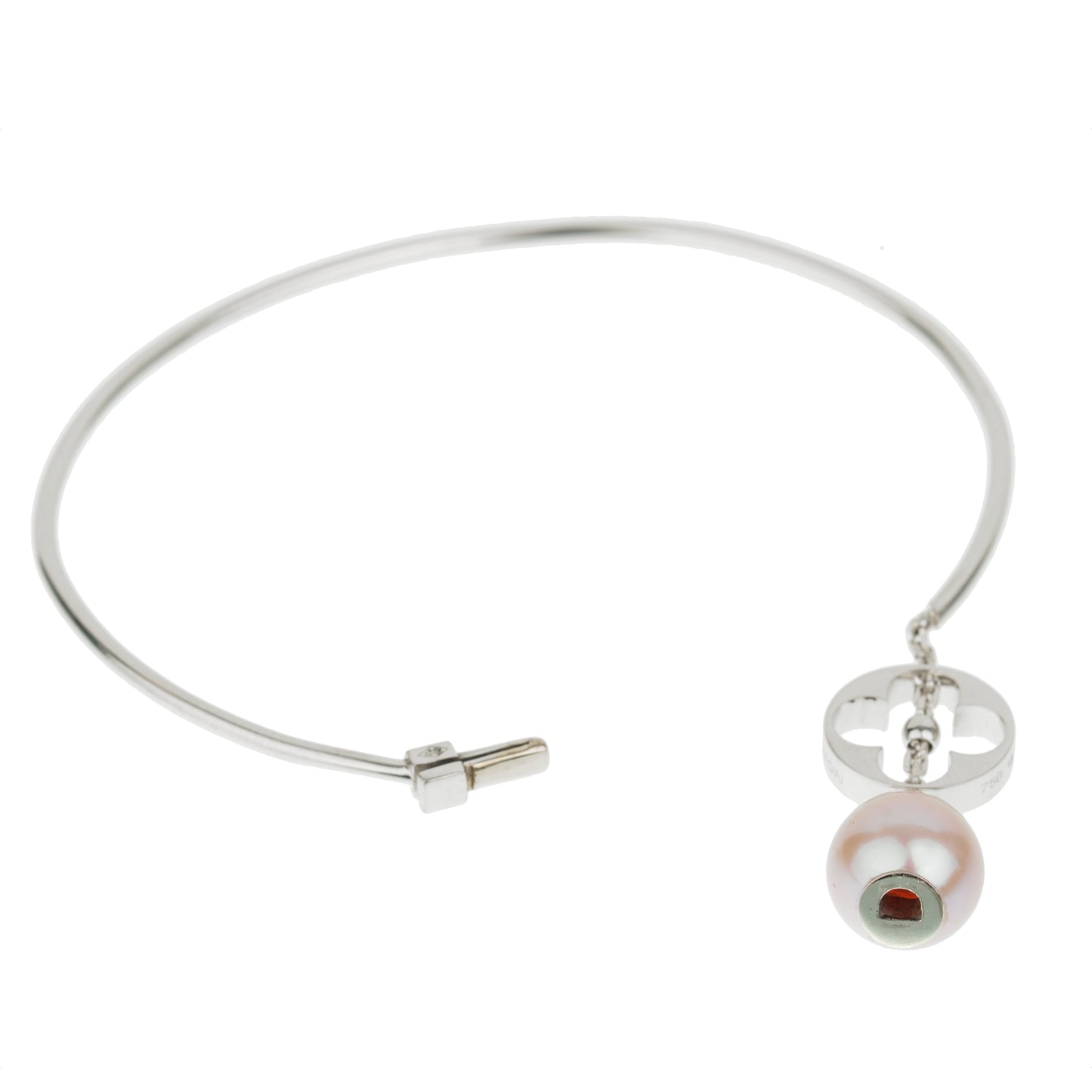 Louis Vuitton Monogram Pearl 18k White Gold Bangle Bracelet