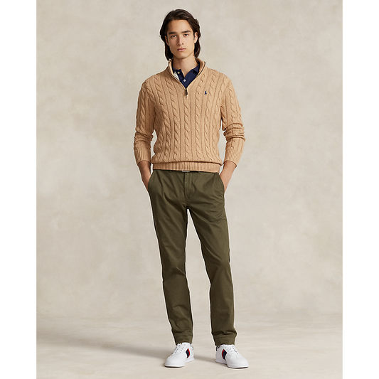 Polo Ralph Lauren - Cable Knit Quarter Zip Sweater - Camel Melange