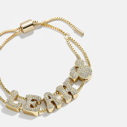 Disney Mickey Mouse Custom Slider Bracelet - Pavé Bubble Double Strand