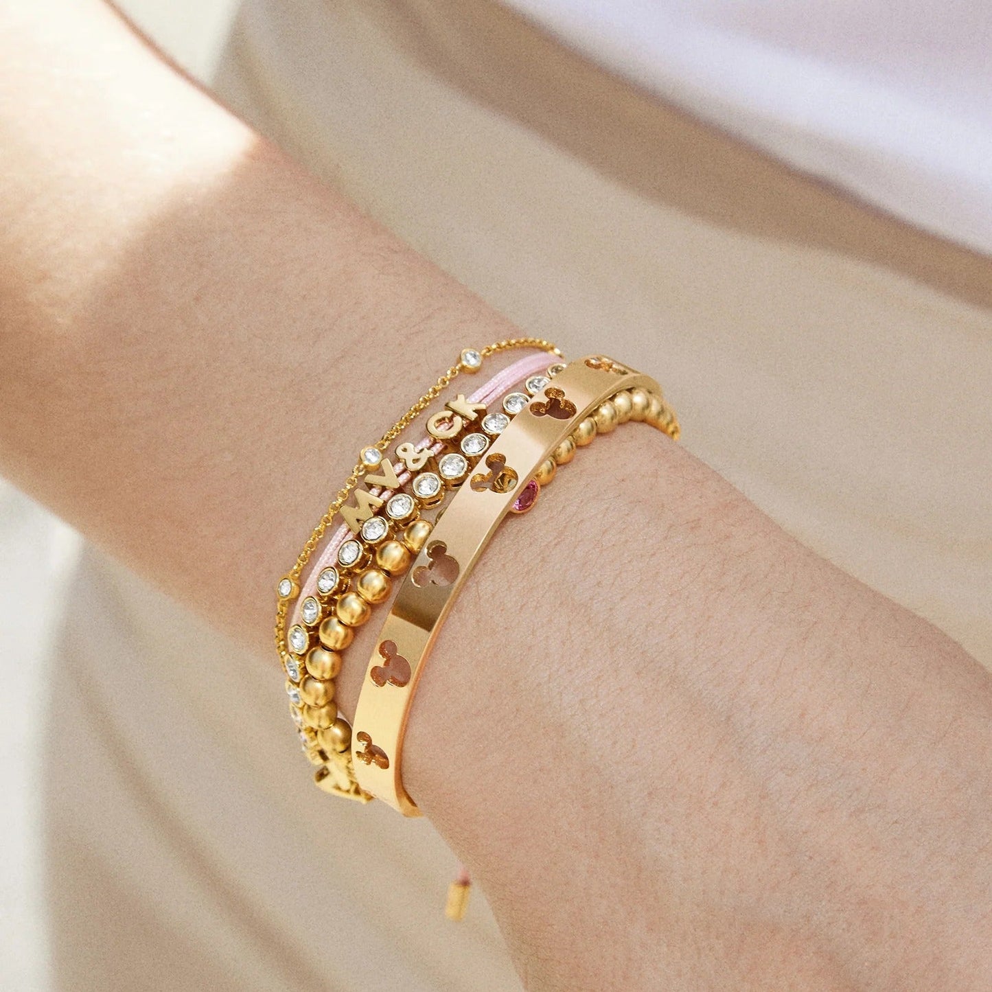 Mickey Mouse Disney Cutout Cuff Bracelet - Gold