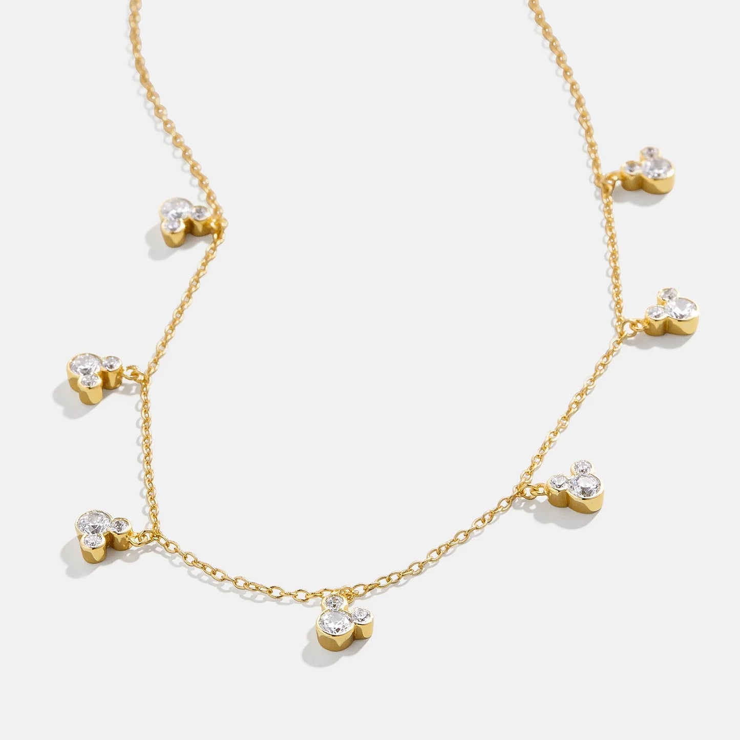 Mickey Mouse Disney 18K Gold Plated Sterling Silver Repeating Necklace - Gold/Pavé