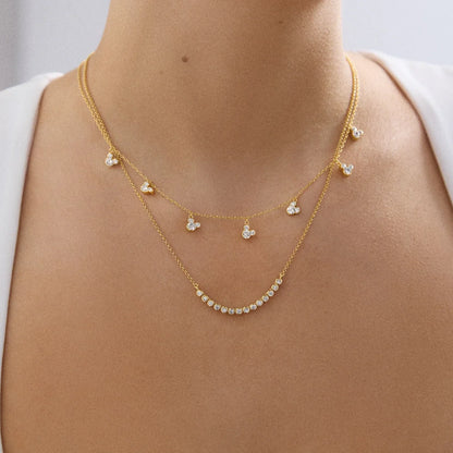Mickey Mouse Disney 18K Gold Plated Sterling Silver Repeating Necklace - Gold/Pavé