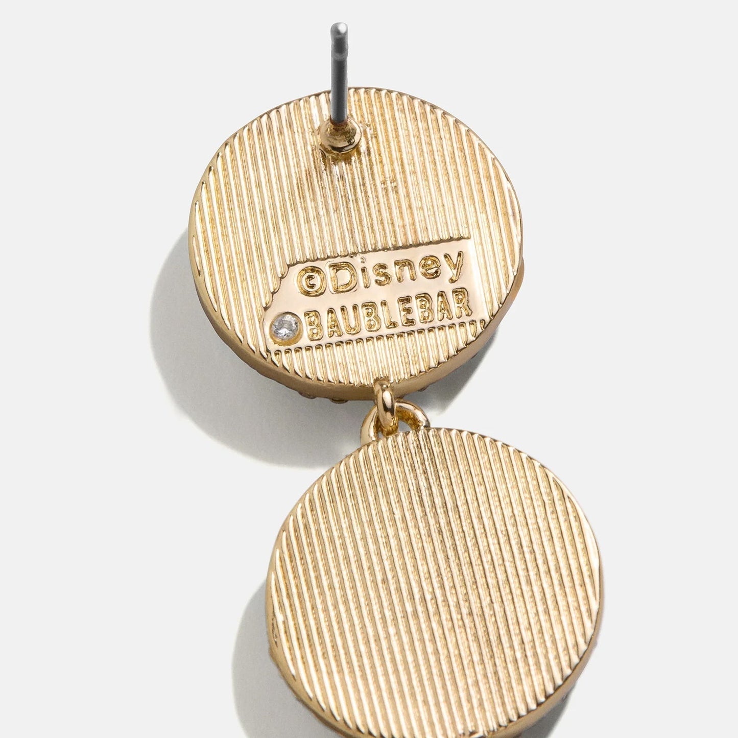 Mickey Mouse Disney Medallion Drop Earrings - Gold/Pavé