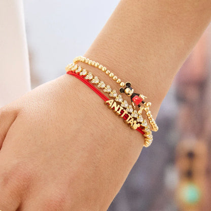 Mickey Mouse Disney Repeating Tennis Bracelet - Gold/Pavé