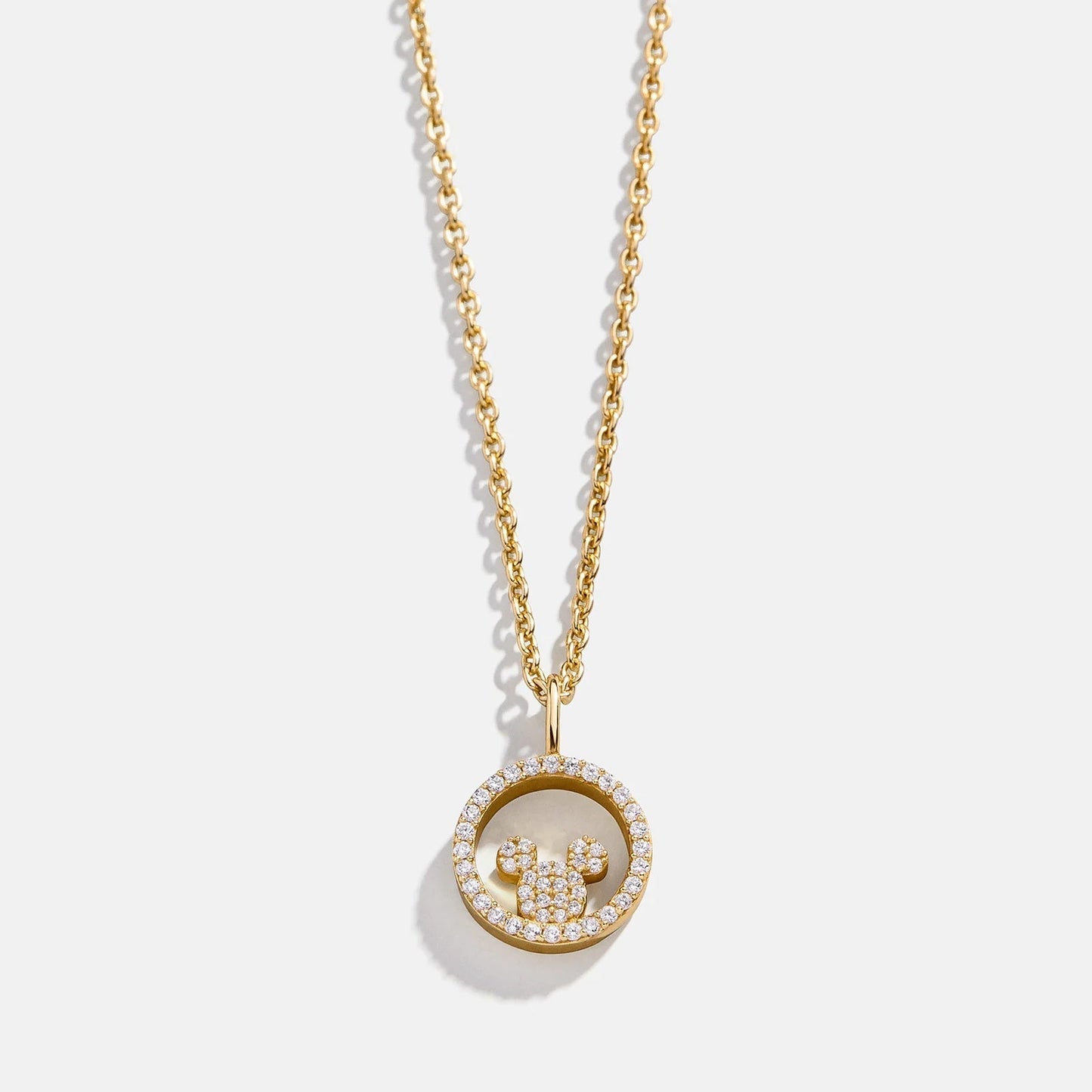Disney Mickey Mouse 18K Gold Plated Sterling Silver Outline Pendant Necklace - Gold/Pavé