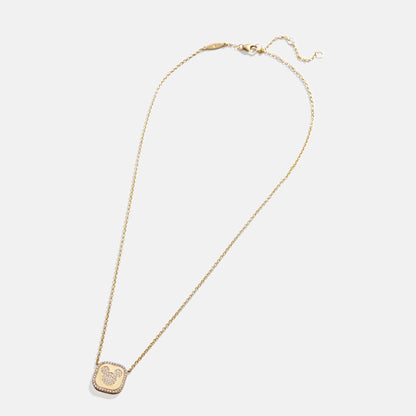 Disney Mickey Mouse 18K Gold Plated Sterling Silver Pendant Necklace - Gold/Pavé
