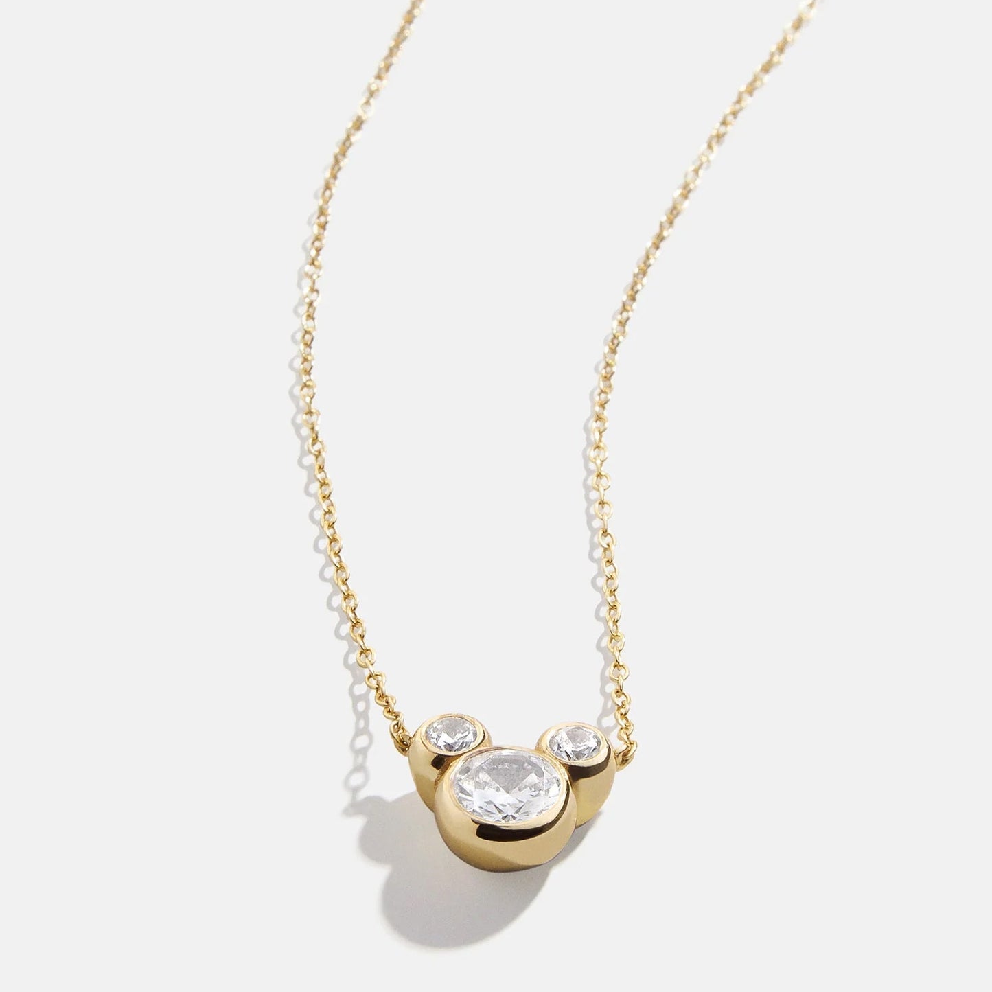 Mickey Mouse Disney 18K Gold Plated Sterling Silver & Cubic Zircona Pendant Necklace - Gold/Pavé