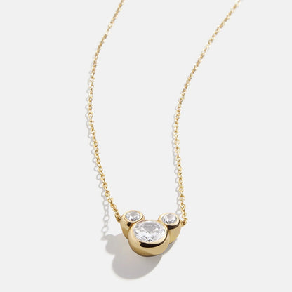 Mickey Mouse Disney 18K Gold Plated Sterling Silver & Cubic Zircona Pendant Necklace - Gold/Pavé