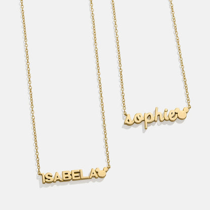 Disney Mickey Mouse 14K Gold Plated Sterling Silver Custom Nameplate Necklace - Gold/Pavé