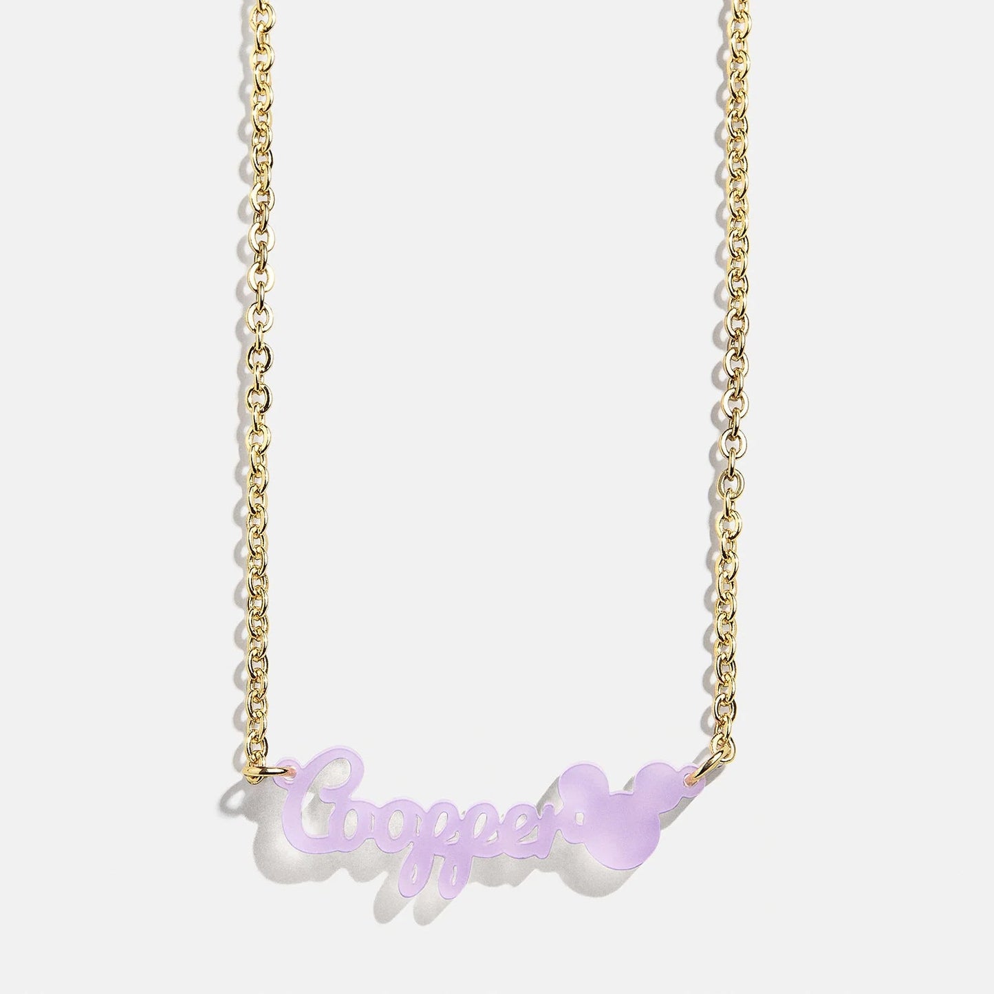 Disney Mickey Mouse Acrylic Custom Nameplate Necklace - Translucent Purple