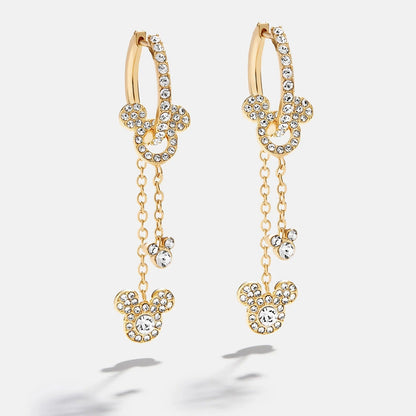 Disney Mickey Mouse Drop Earrings - Gold/Pavé