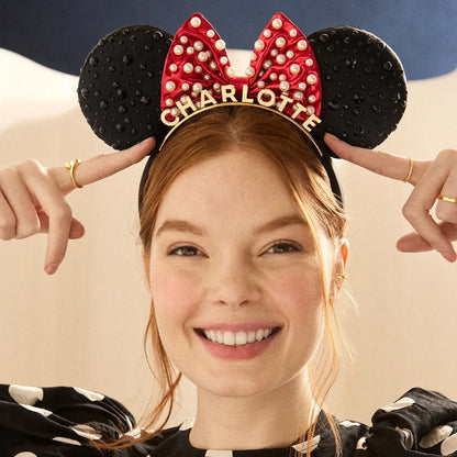 Disney Minnie Mouse Custom Ears Headband - Custom Black/Red Minnie Mouse Ears