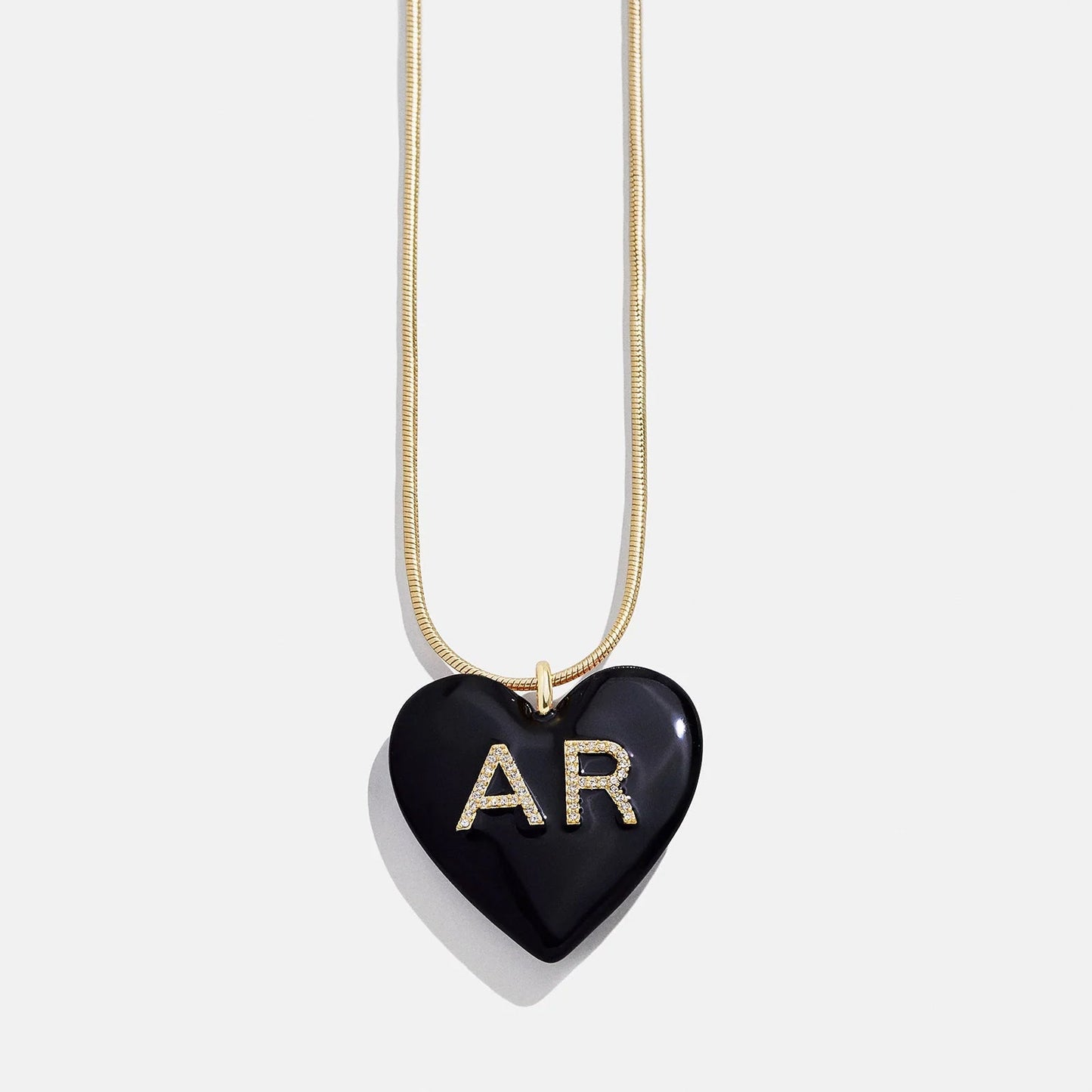 Millie Bubble Heart Custom Initial Necklace - Black