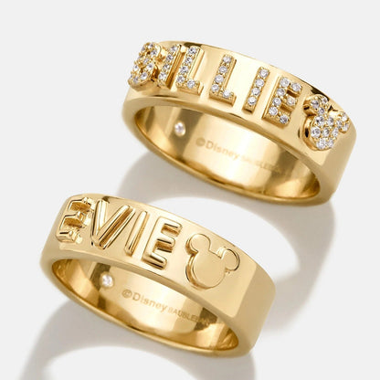 Disney 14K Gold Plated Sterling Silver Custom Block Ring - Gold/Pavé