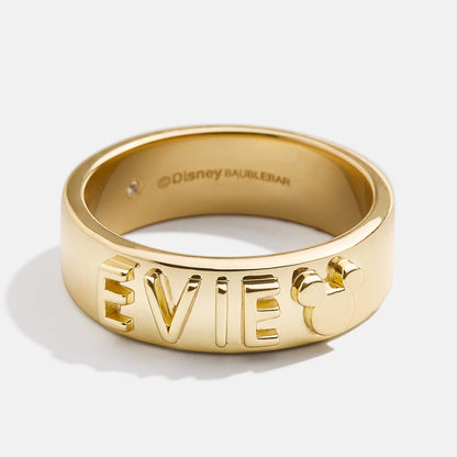 Disney 14K Gold Plated Sterling Silver Custom Block Ring - Gold/Pavé
