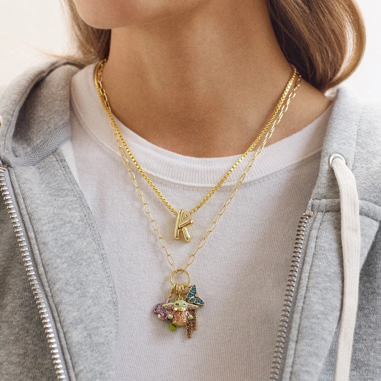 STAR WARS™ GROGU™ Cluster Charm Necklace - Gold/Green