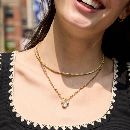 Disney Mickey Mouse Pisa Necklace - Gold/Pavé