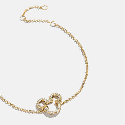 Disney Mickey Mouse 18K Gold Plated Sterling Silver Pavé Bracelet - Gold/Pavé