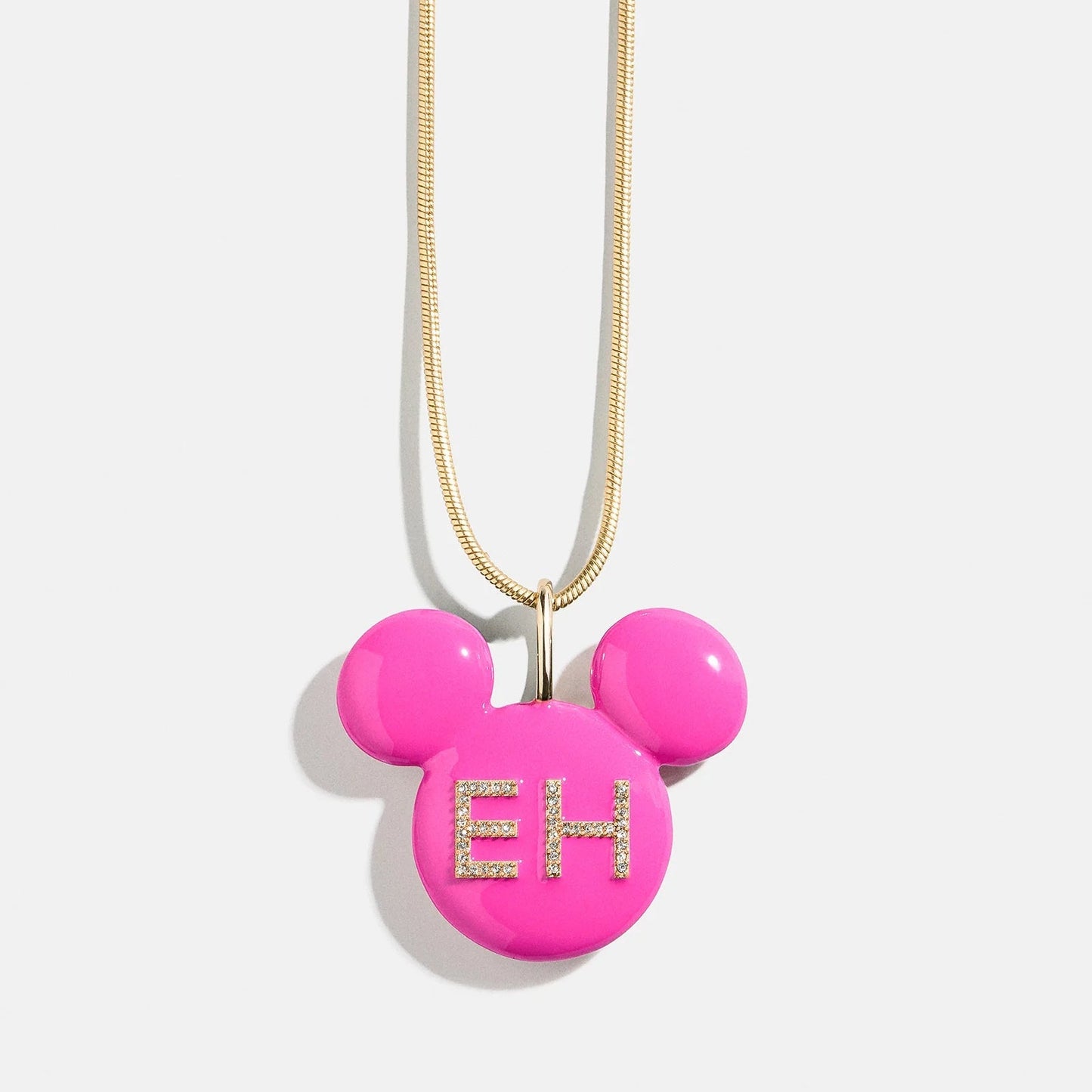 Disney Mickey Mouse Enamel Custom Initial Necklace - Pink