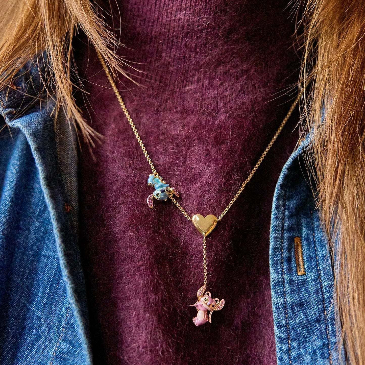 Disney Lilo & Stitch Dynamic Duo Lariat Necklace - Disney Stitch