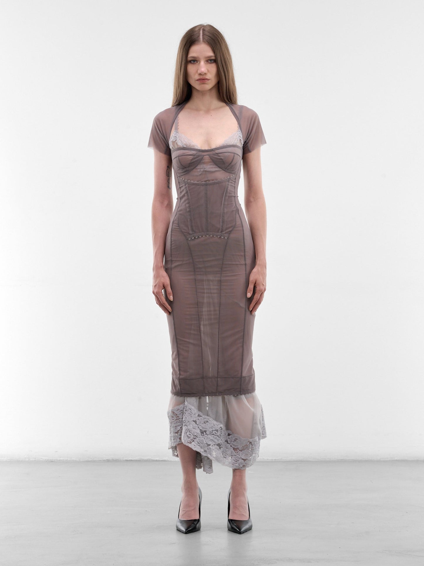 Cloudy Border Gray Layered Dress