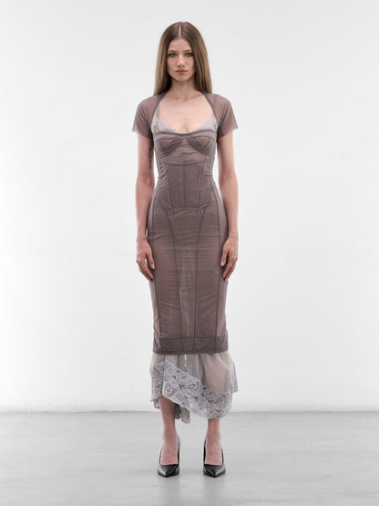Cloudy Border Gray Layered Dress