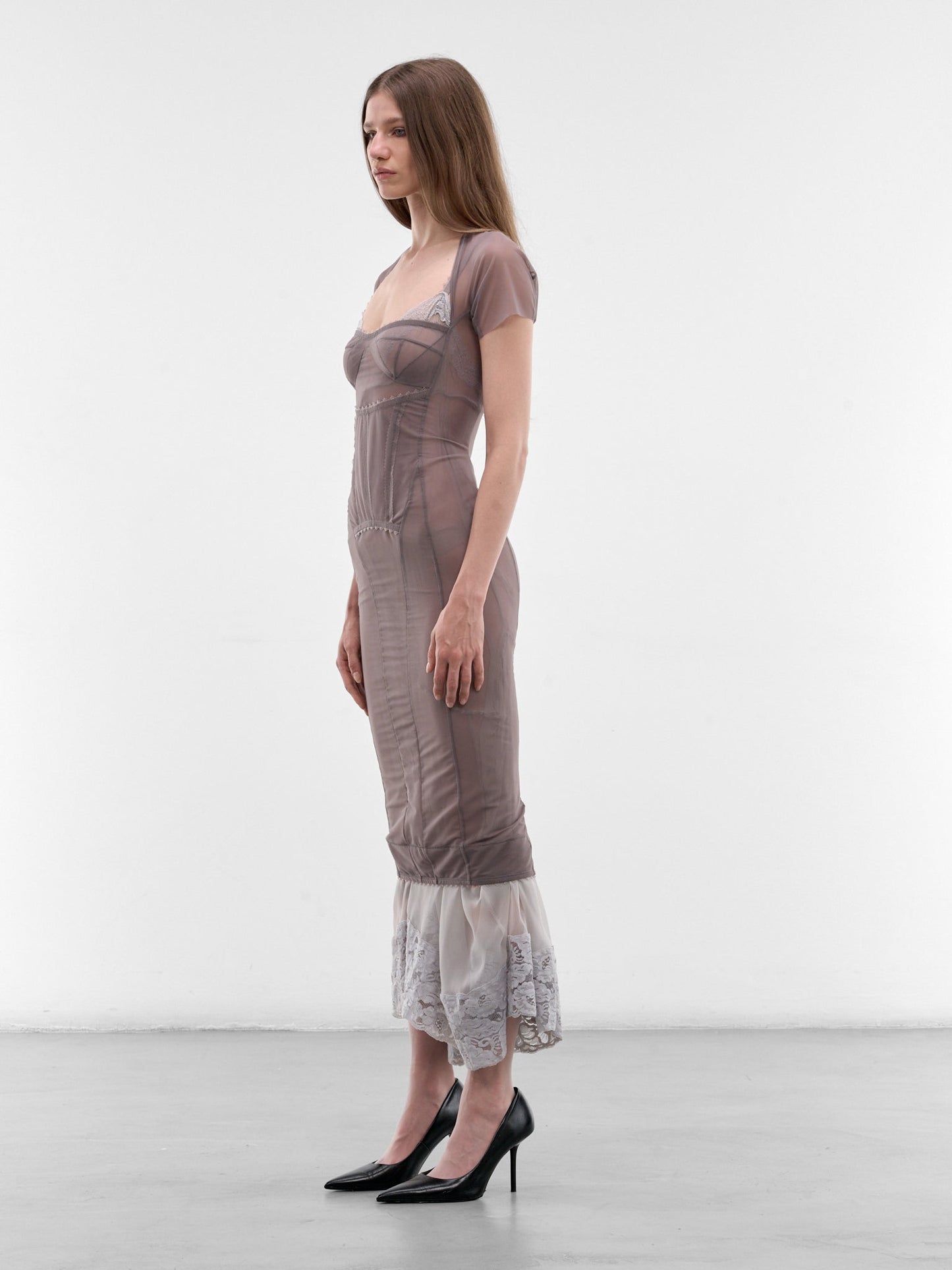 Cloudy Border Gray Layered Dress