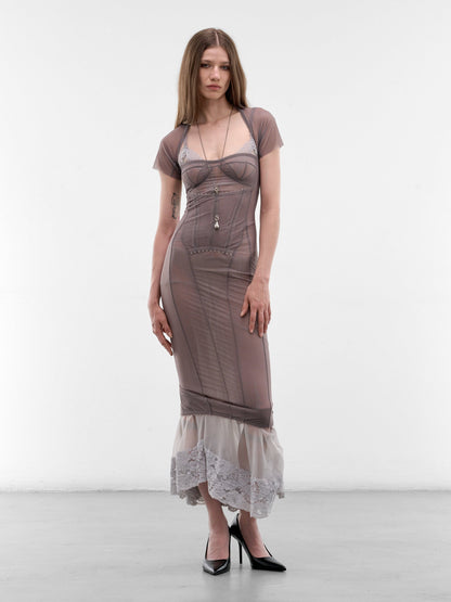 Cloudy Border Gray Layered Dress