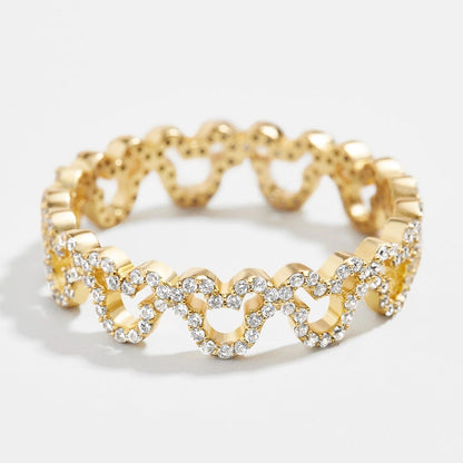 Mickey Mouse Outline 18K Gold Ring - Gold/Pavé