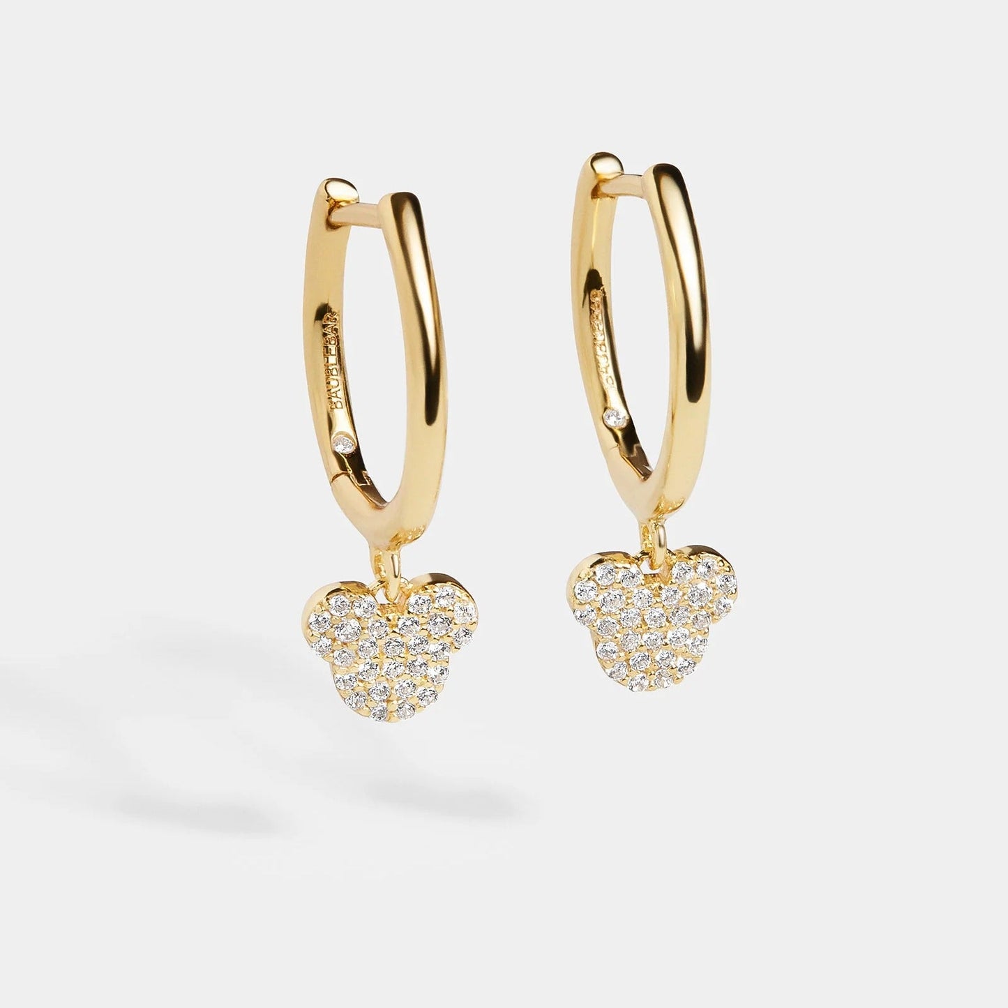 Mickey Mouse Disney 18K Gold Plated Sterling Silver Huggie Charm Earrings - Mickey Mouse