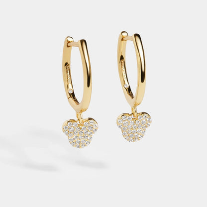 Mickey Mouse Disney 18K Gold Plated Sterling Silver Huggie Charm Earrings - Mickey Mouse