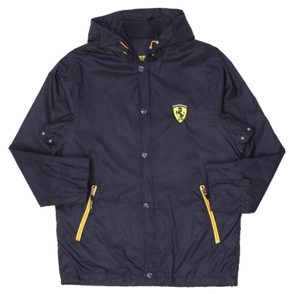 Mens Ferrari Hooded Full Zip Windbreaker Jacket Black