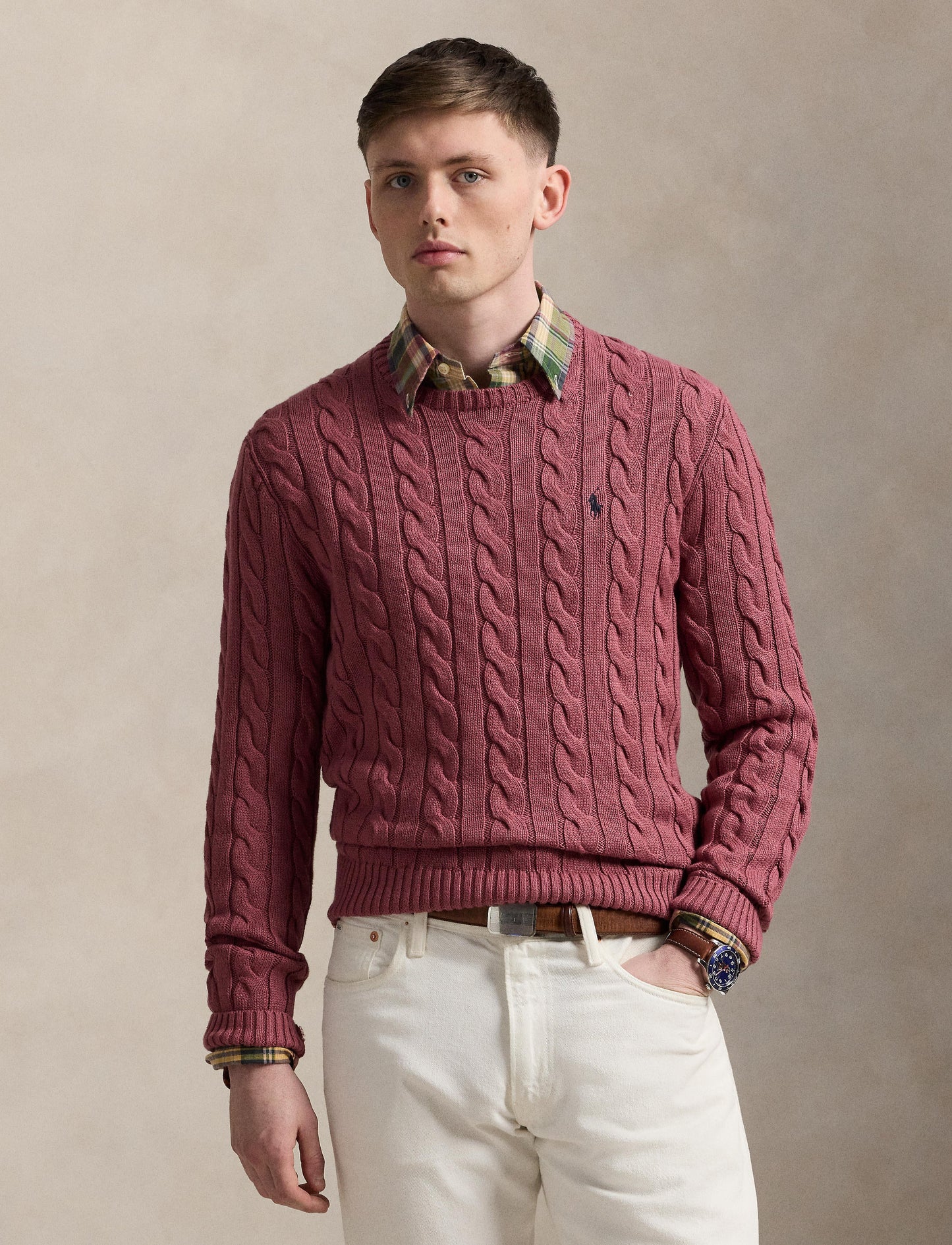 Polo Ralph Lauren - Cotton Cable Knit Crewneck Jumper - Prune Juice
