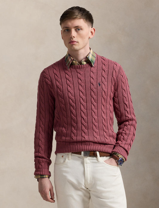 Polo Ralph Lauren - Cotton Cable Knit Crewneck Jumper - Prune Juice