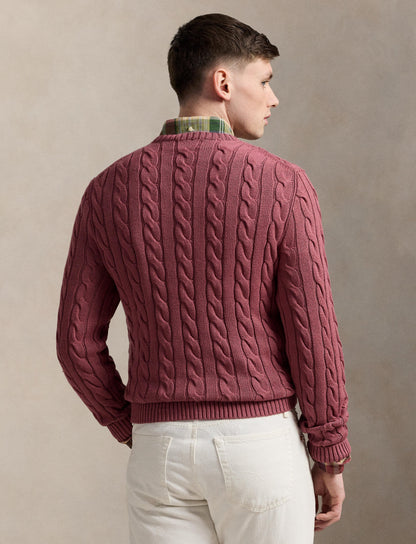 Polo Ralph Lauren - Cotton Cable Knit Crewneck Jumper - Prune Juice
