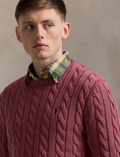 Polo Ralph Lauren - Cotton Cable Knit Crewneck Jumper - Prune Juice