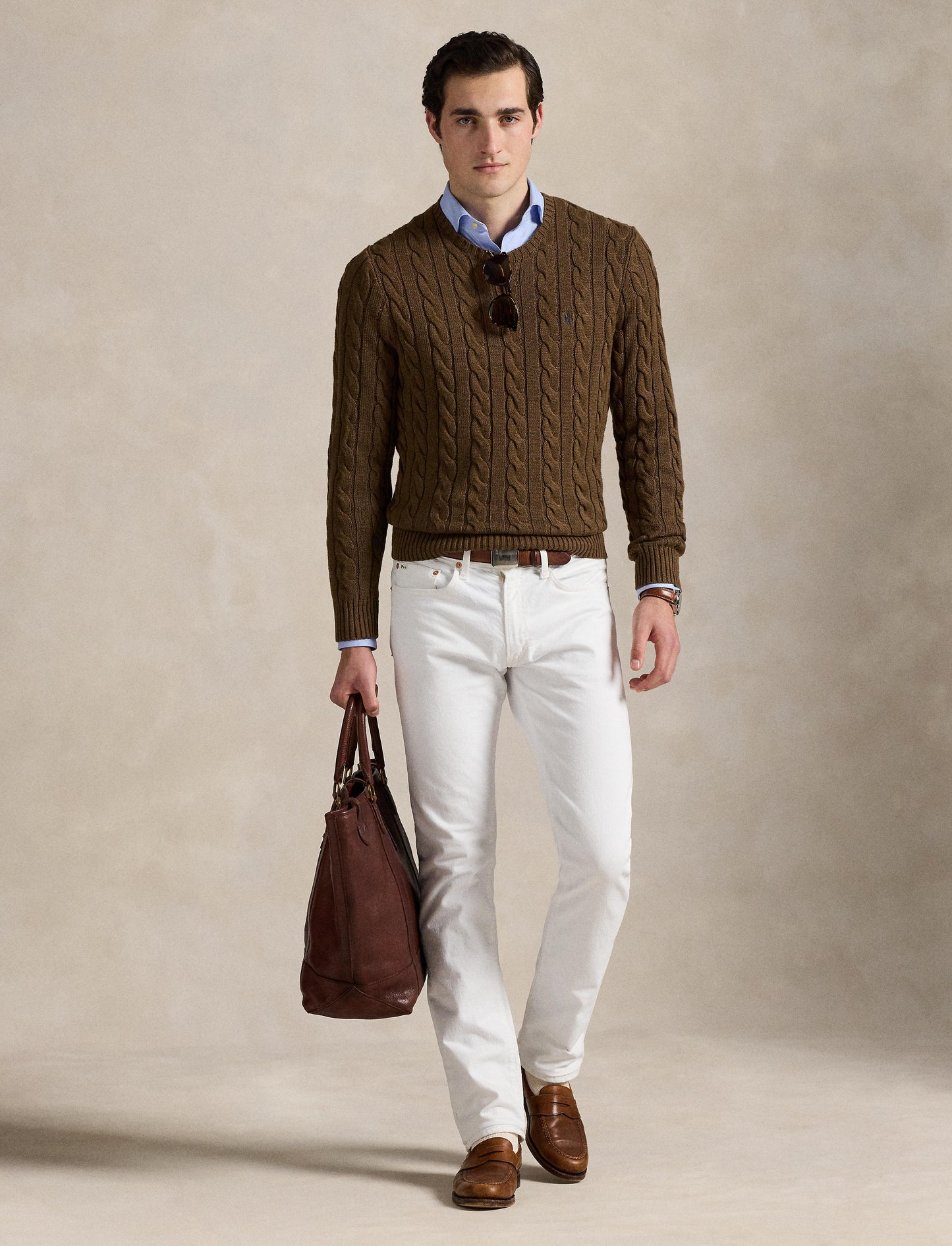Polo Ralph Lauren - Cotton Cable Knit Crewneck Jumper - Coffee Brown