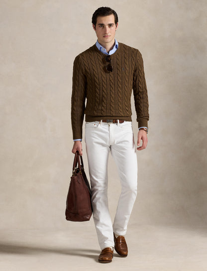 Polo Ralph Lauren - Cotton Cable Knit Crewneck Jumper - Coffee Brown