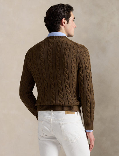 Polo Ralph Lauren - Cotton Cable Knit Crewneck Jumper - Coffee Brown