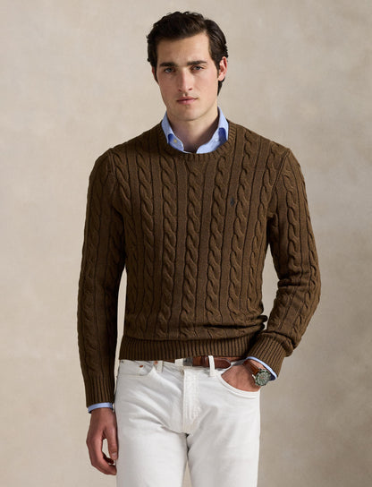 Polo Ralph Lauren - Cotton Cable Knit Crewneck Jumper - Coffee Brown